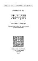Tapa de Opuscules critiques