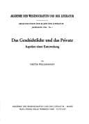 Tapa de Das Geschichtliche und das Private