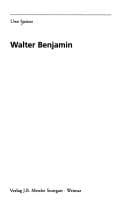 Tapa de Walter Benjamin
