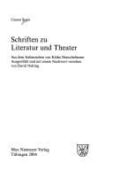 Tapa de Schriften zu Literatur und Theater