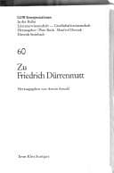 Tapa de Zu Friedrich Dürrenmatt