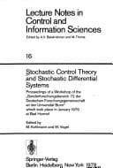 Tapa de Stochastic control theory and stochastic differential systems