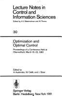 Tapa de Optimization and optimal control