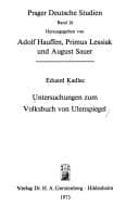 Tapa de Untersuchungen zum Volksbuch von Ulenspiegel
