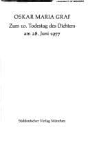 Tapa de Oskar Maria Graf ;zum 10. Todestag am 28. Juni 1977