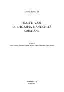 Tapa de Scritti vari di epigrafia e antichità cristiane