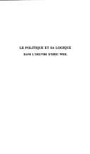 Tapa de Le politique et sa logique dans l'oeuvre d'Eric Weil