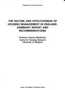 Tapa de The nature and effectiveness of housing management in England