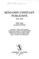Tapa de Benjamin Constant publiciste 1825-1830