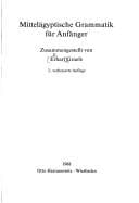Tapa de Mittelägyptische Grammatik für Anfänger