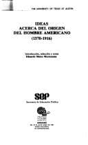 Tapa de Ideas acerca del origen del hombre americano (1570-1916)