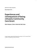 Tapa de Experiences and consequences of being refused a Community Care Grant