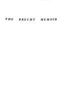 Tapa de The Brecht Memoir (PAJ Books)