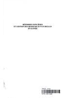 Tapa de Réformes foncières et gestion des ressources naturelles en Guinée
