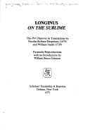 Tapa de Longinus On the Sublime; the Greek text edited after the Paris manuscript, with introduction, translation, facsimiles and appendices, by W. Rhys Roberts