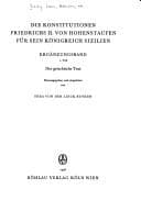 Tapa de Die Konstitutionen Friedrichs II. von Hohenstaufen für sein Königreich Sizilien