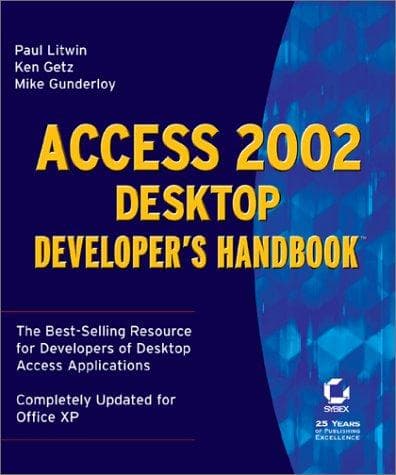 Tapa de Access 2002 desktop developer's handbook