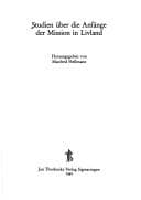 Tapa de Studien Uber Die Anfange Der Mission in Livland (Vortrage Und Forschungen - Sonderbande) (German Edition)