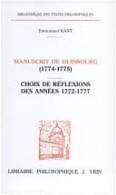 Tapa de Manuscrit de Duisbourg (1774-1775), Choix de Réflections des années 1772-1777
