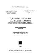 Tapa de L'individu et la ville dans la littérature française des lumières