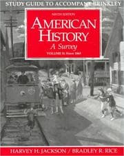Tapa de Study Guide to Accompany Brinkley American History : A Survey