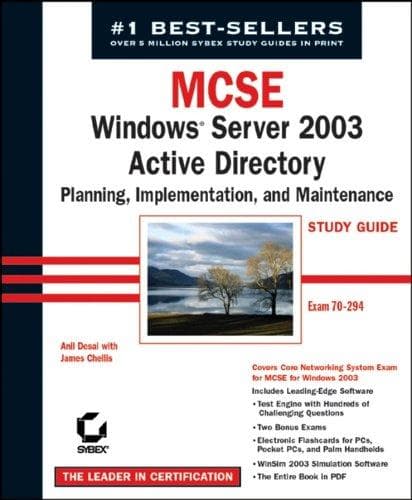 Tapa de MCSE Windows Server 2003 active directory planning, implementation, and maintenance study guide