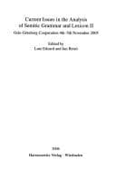 Tapa de Current Issues in the Analysis of Semitic Grammar and Lexicon I: Oslo-Goteborg Cooperation 3rd-5th June 2004 (Abhandlungen Fur die Kunde Des Morgenlandes) (English, French and German Edition)