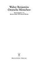 Tapa de Walter Benjamins "Deutsche Menschen"