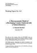Tapa de A macroeconomic model of a developing country endowed with a natural resource