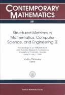Tapa de Structured matrices in mathematics, computer science, and engineering