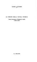 Tapa de Le origini della scuola storica