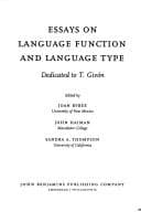 Tapa de Essays on Language Function and Language Type