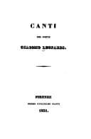 Tapa de Canti del Conte Giacomo Leopardi