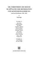 Tapa de Die Territorien des Reichs im Zeitalter der Reformation und Konfessionalisierung