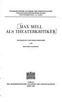 Tapa de Max Mell als Theaterkritiker