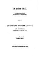 Tapa de Le recit oral