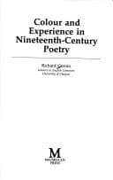 Tapa de Colour and experience in nineteenth century poetry