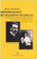 Tapa de Ph anomenologie des religi osen Erlebnisses: religionsphilosophische  Uberlegungen im Anschluss an Adolf Reinach und Edith Stein
