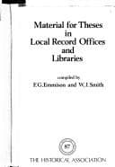 Tapa de Material for theses in local record offices and libraries