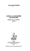 Tapa de Lisez la Cassandre de Ronsard