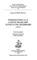 Tapa de Introduction à la langue française suivie d'une grammaire, (1531)