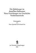 Tapa de Die Habsburger Im Deutschen Sudwesten: Neue Forschungen Zur Geschichte Vorderosterreichs (German Edition)