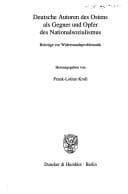 Tapa de Deutsche Autoren des Ostens als Gegner und Opfer des Nationalsozialismus