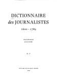 Tapa de Dictionnaire des journalistes, 1600-1789
