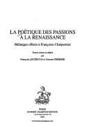 Tapa de La poétique des passions à la Renaissance