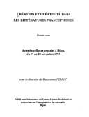 Tapa de Création et créativité dans les littératures francophones