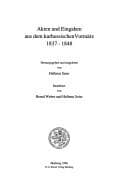 Tapa de Akten und Eingaben aus dem kurhessischen Vormärz, 1837-1848