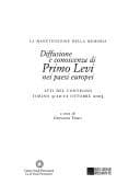 Tapa de Diffusione e conoscenza di Primo Levi nei paesi europei