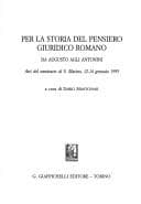Tapa de Per la storia del pensiero giuridico romano
