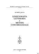 Tapa de Lessicografia letteraria e metodo concordanziale